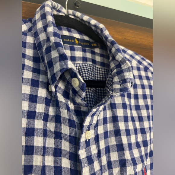 Ralph Lauren Blue Check Button Up Long Seeve Men's XXL Shirt - Picture 3 of 12